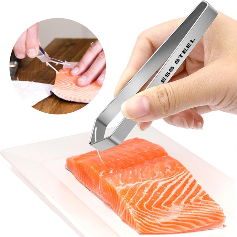 saizone 2 Pieces Fish Bone Tweezers,Salmon Bone Tweezers,Stainless Steel Fish Deboner Tool,Flat and Slant,Hair Removal Clip for Kitchen Cooking Food and Design Styling - Image 5